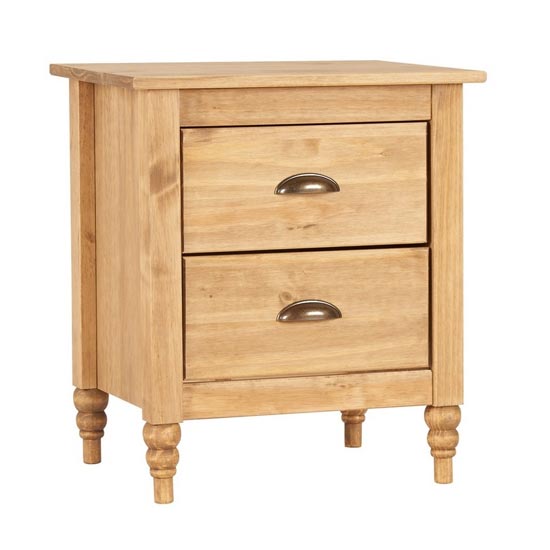 Pembroke Wooden Bedside Cabinet In Waxed Pine With 2 Drawers | Furniture in Fashion