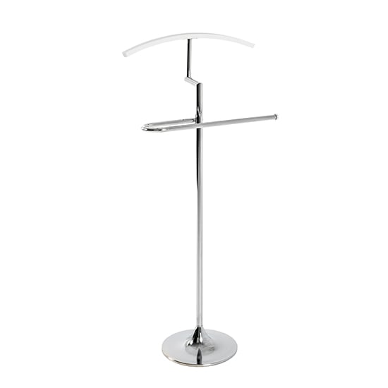 Photo of Peninsula metal valet stand in chrome and white