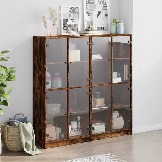 Product photograph of Penrith Wooden Bookcase With 16 Shelves In Smoked Oak from Furniture in Fashion