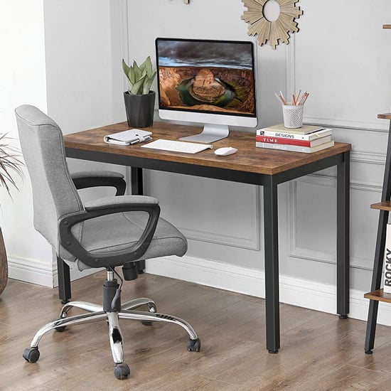 Peoria Wooden Industrial Computer Desk In Rustic Brown 