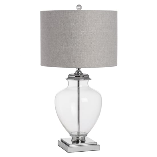 Read more about Peoria mirrored table lamp in silver with grey shade