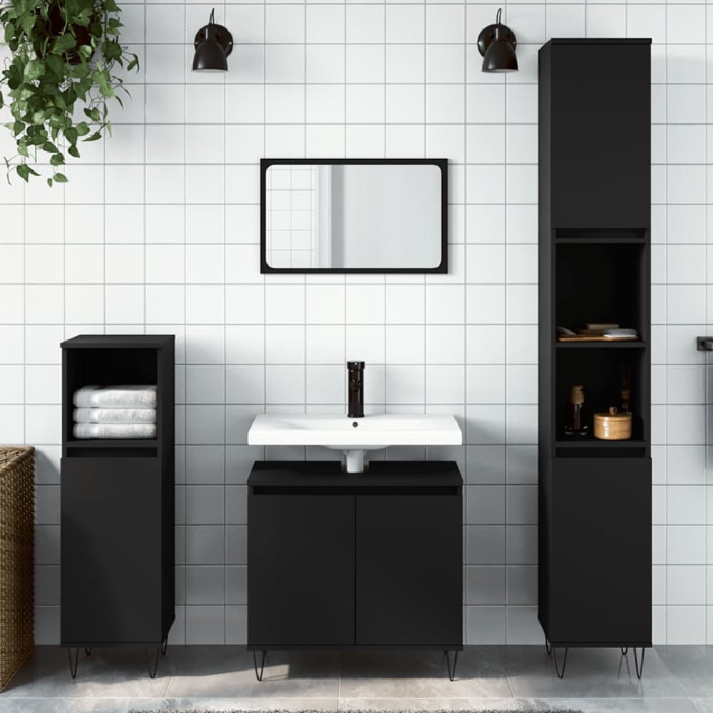 peoria wooden 3 piece bathroom furniture set in black