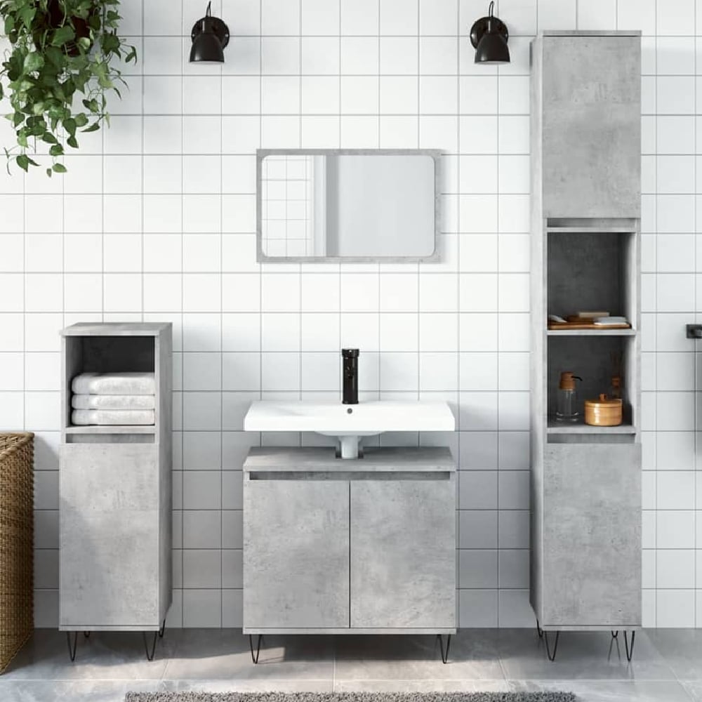 peoria wooden 3 piece bathroom furniture set in concrete grey