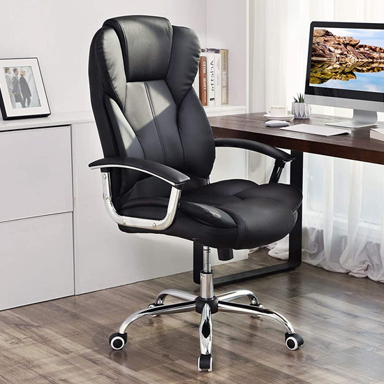 Cajon Home And Office Chair With Foldable Headrest In Black | Sale