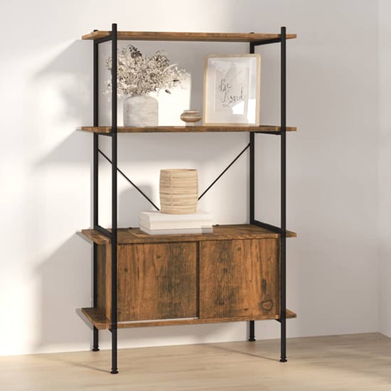Product photograph of Perry Wooden 4-tier Shelving Unit In Dark Brown from Furniture in Fashion