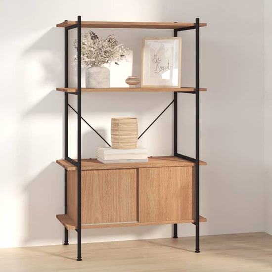 Product photograph of Perry Wooden 4-tier Shelving Unit In Light Brown from Furniture in Fashion