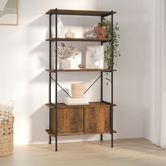 Product photograph of Perry Wooden 5-tier Shelving Unit In Dark Brown from Furniture in Fashion