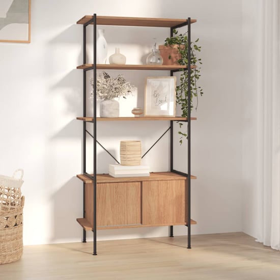 Product photograph of Perry Wooden 5-tier Shelving Unit In Light Brown from Furniture in Fashion