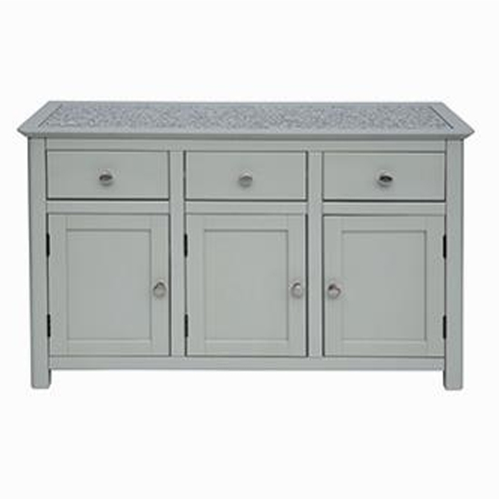 Product photograph of Pluckley Stone Inset Sideboard In Grey With 3 Doors 3 Drawers from Furniture in Fashion