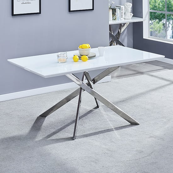Read more about Petra large glass top high gloss dining table in white