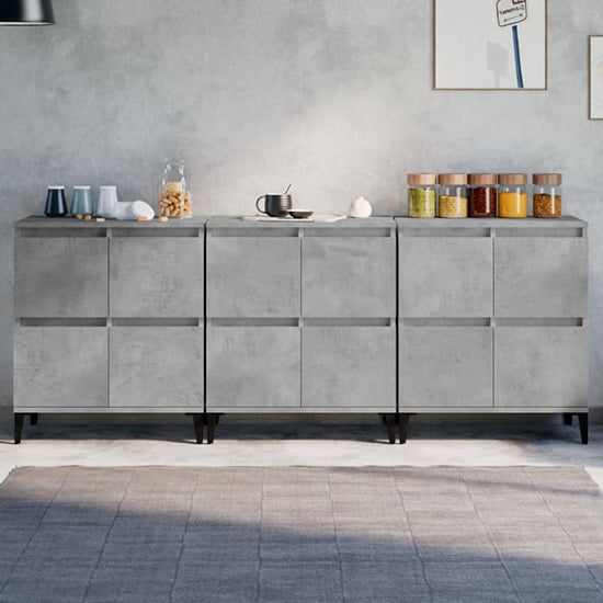 Product photograph of Peyton Wooden Sideboard With 12 Doors In Concrete Effect from Furniture in Fashion