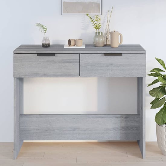 Read more about Phila wooden console table with 2 drawers in grey sonoma oak