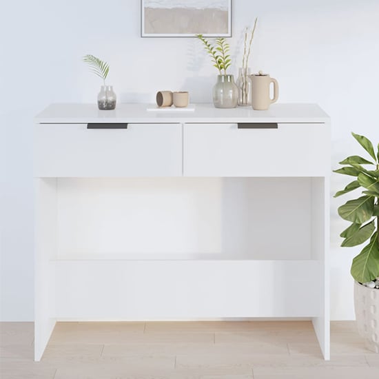 Product photograph of Phila High Gloss Console Table With 2 Drawers In White from Furniture in Fashion