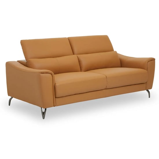 Phoenixville Faux Leather 3 Seater Sofa In Camel