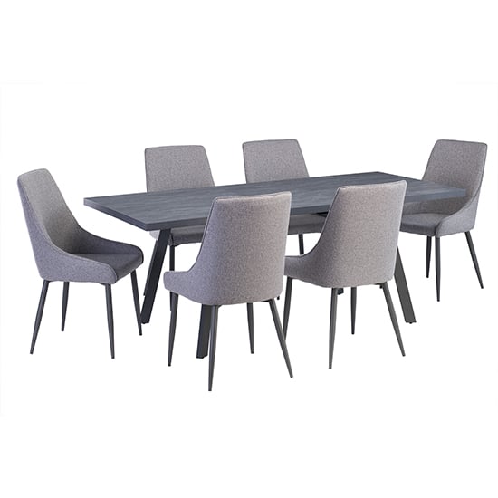 Photo of Paley extending dining table with 6 remika mineral grey chair