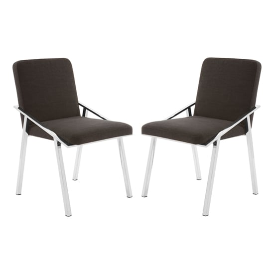 Product photograph of Markeb Black Fabric Dining Chairs With Silver Frame In A Pair from Furniture in Fashion