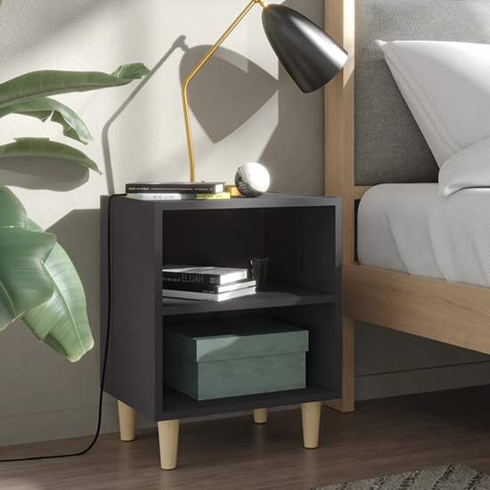 Read more about Pilis wooden bedside cabinet in grey with natural legs