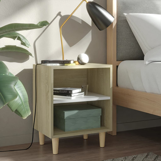 Read more about Pilis wooden bedside cabinet in white oak with natural legs