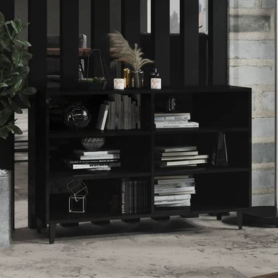 Product photograph of Pilvi High Gloss Bookcase With 6 Shelves In Black from Furniture in Fashion