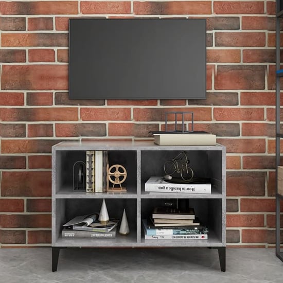 Product photograph of Pilvi Wooden Tv Stand In Concrete Effect With Metal Legs from Furniture in Fashion
