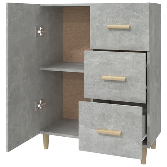 Pirro Wooden Sideboard With 1 Door 3 Drawers In Concrete Effect ...