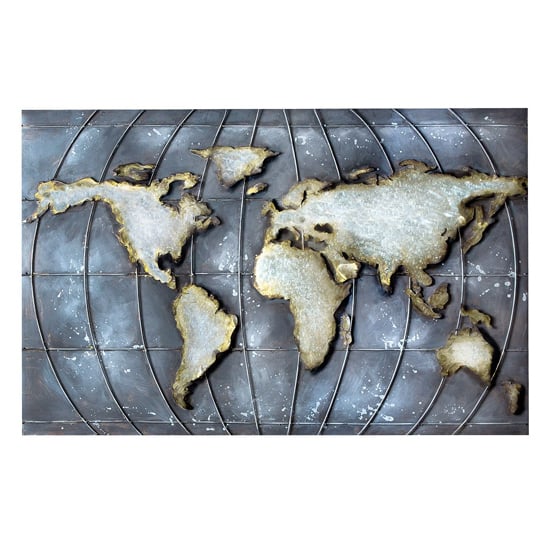 Read more about Planet earth picture metal wall art in grey