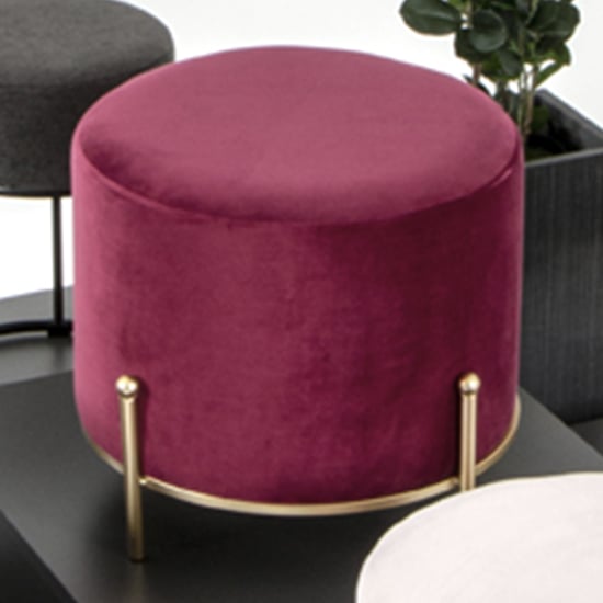 Read more about Plano round fabric stool in red with gold metal base