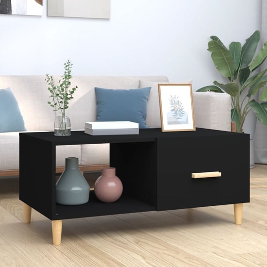 Product photograph of Plano Wooden Coffee Table With 1 Flap In Black from Furniture in Fashion