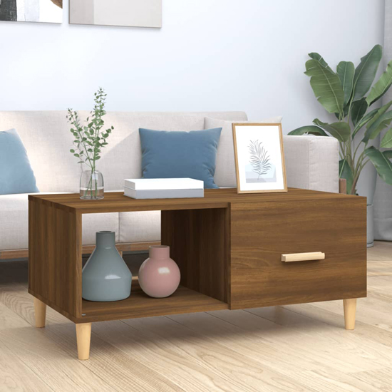 Product photograph of Plano Wooden Coffee Table With 1 Flap In Brown Oak from Furniture in Fashion