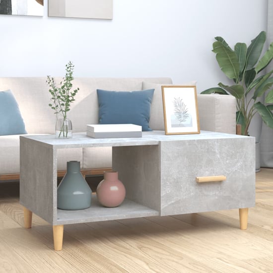 Read more about Plano wooden coffee table with 1 flap in concrete effect