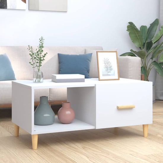 Product photograph of Plano Wooden Coffee Table With 1 Flap In White from Furniture in Fashion
