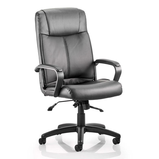 Product photograph of Plaza Leather Executive Office Chair In Black With Arms from Furniture in Fashion