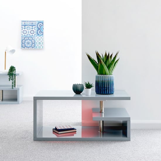 Product photograph of Powick Coffee Table In Grey High Gloss With Led Lighting from Furniture in Fashion