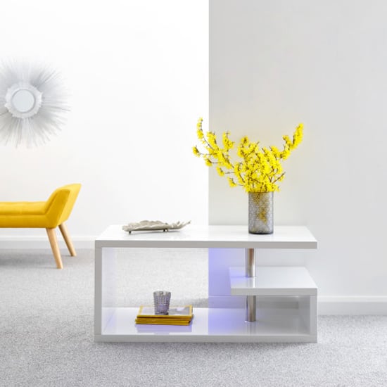 Product photograph of Powick Coffee Table In White High Gloss With Led Lighting from Furniture in Fashion