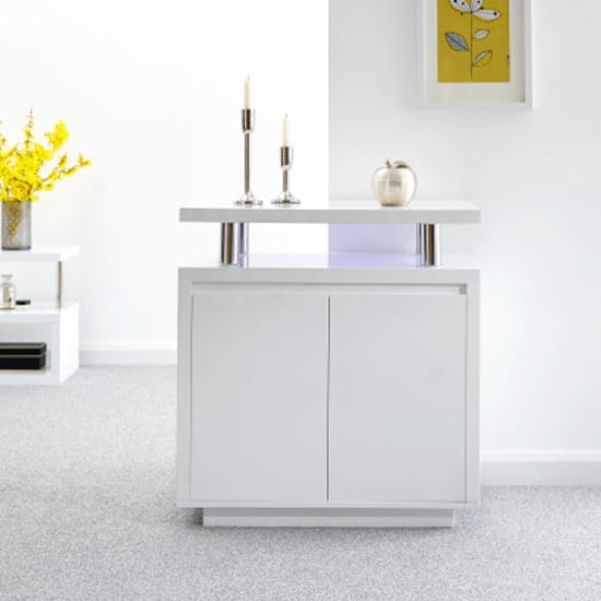 Product photograph of Powick High Gloss Led Sideboard In White from Furniture in Fashion