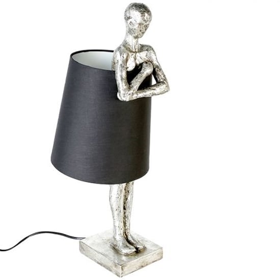 Read more about Polyp man table lamp in silver and black