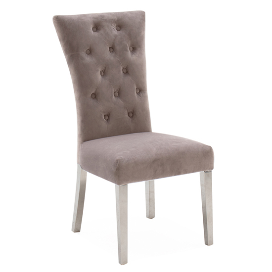 Product photograph of Pombo Velvet Dining Chair With Steel Leg In Taupe from Furniture in Fashion