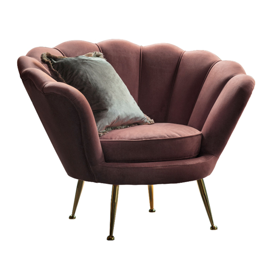 Ponca Fabric Armchair In Rose With Gold Legs | Furniture in Fashion