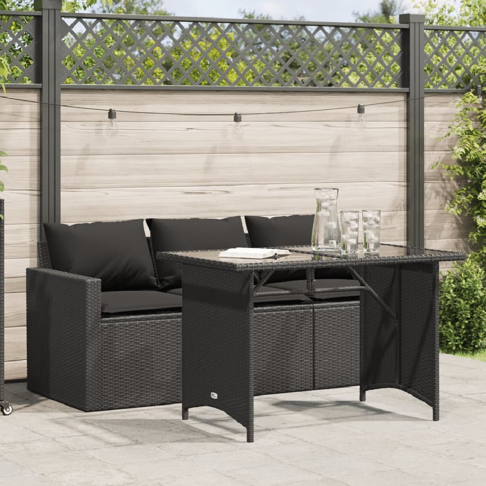 Read more about Ponce rattan glass outdoor 3 seater dining set in black