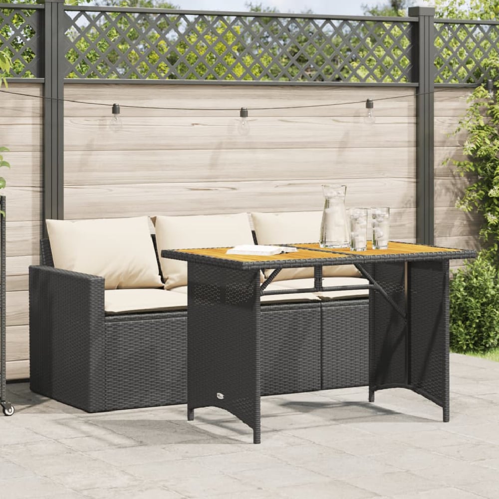 Read more about Ponce rattan wooden outdoor 3 seater dining set in black cream