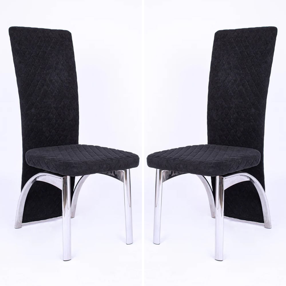 pooler black velvet dining chairs with chrome frame in pair