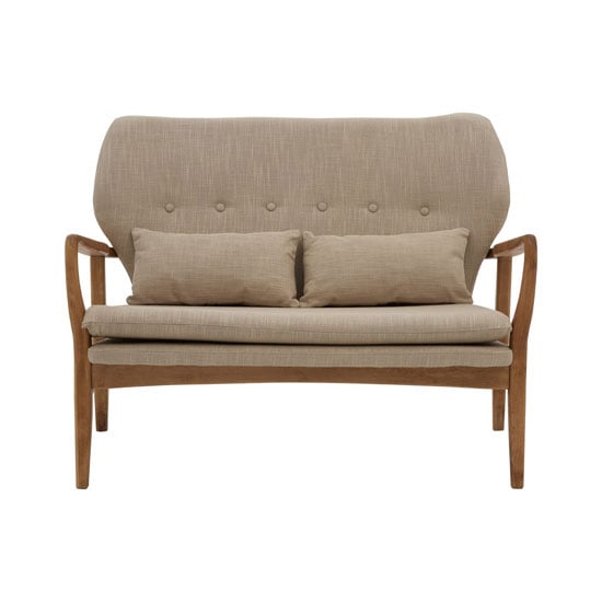 Product photograph of Porrima 2 Seater Sofa In Beige With Natural Wood Frame from Furniture in Fashion