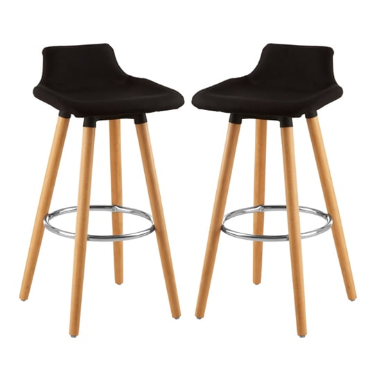 Photo of Porrima black fabric seat bar stools in pair