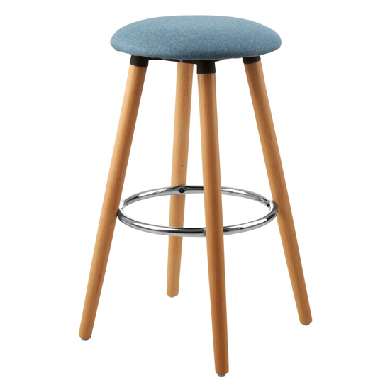 Photo of Porrima fabric round seat bar stool in blue