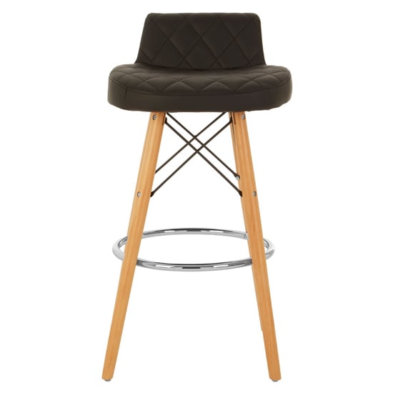 Read more about Porrima faux leather bar stool in black with natural legs