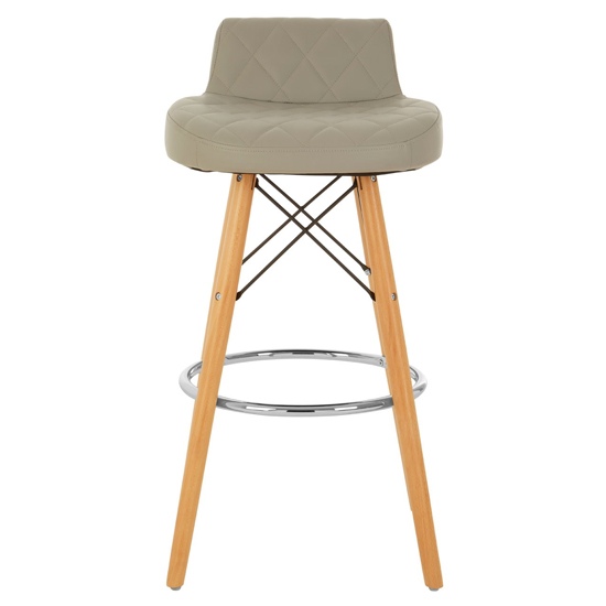 Read more about Porrima faux leather bar stool in grey with natural legs