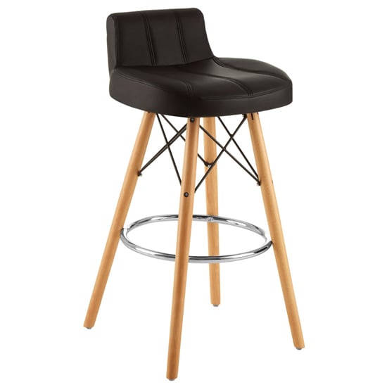 Read more about Porrima faux leather effect bar stool in black