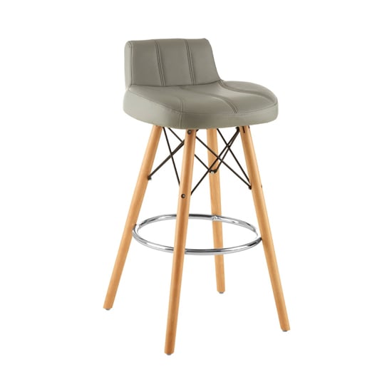 Product photograph of Porrima Faux Leather Effect Bar Stool In Grey from Furniture in Fashion