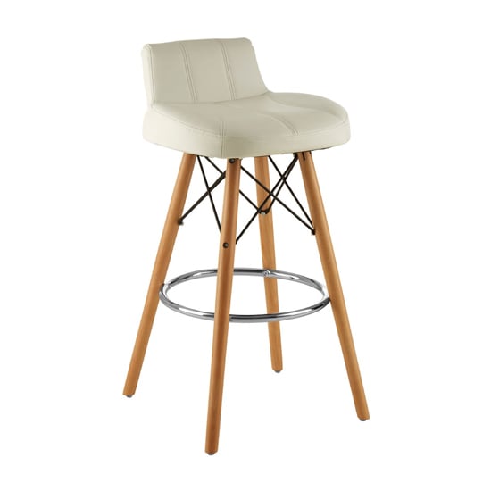 Product photograph of Porrima Faux Leather Effect Bar Stool In White from Furniture in Fashion