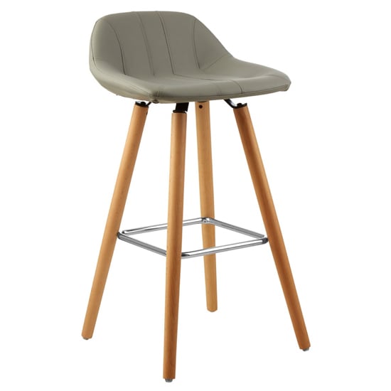 Product photograph of Porrima Faux Leather Bar Stool In Grey from Furniture in Fashion